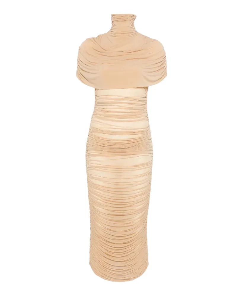 Magda Butrym cape-effect draped midi dress - Nude Nude