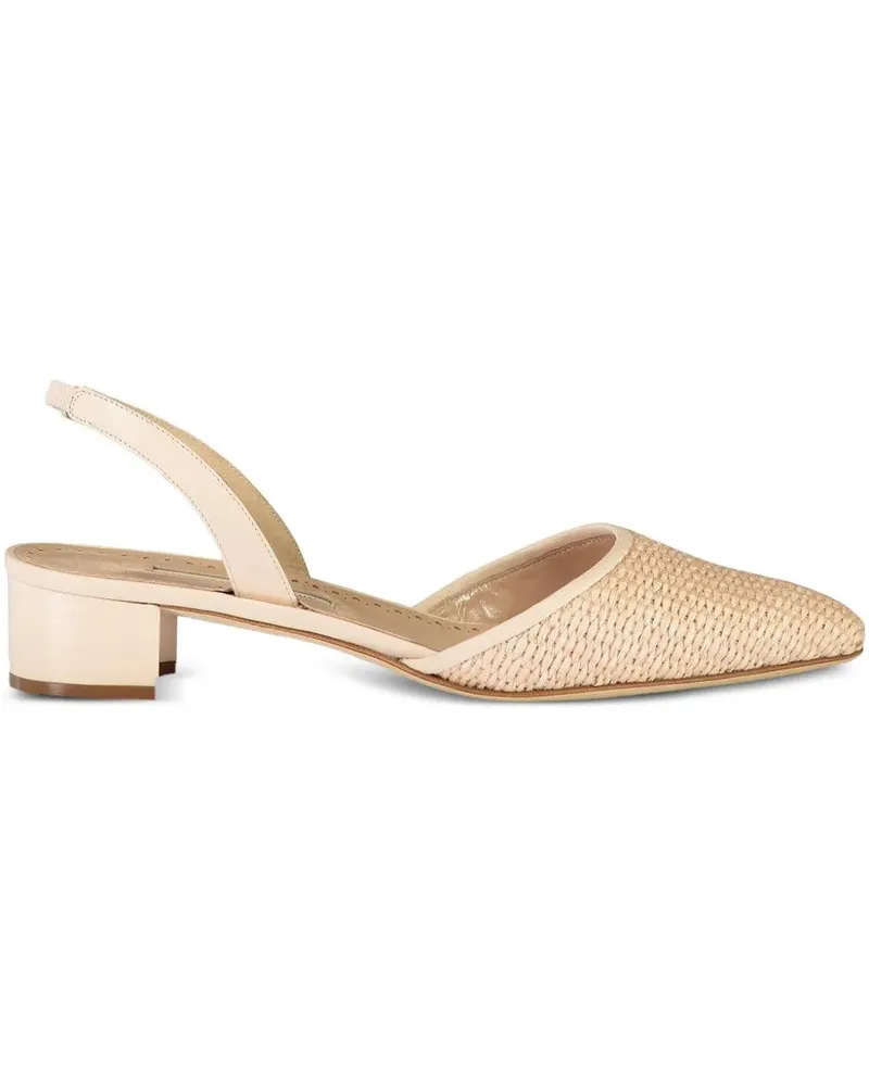 Manolo Blahnik Gewebte Raffro Samba Tondo Slingback-Pumps 30mm - Nude Nude