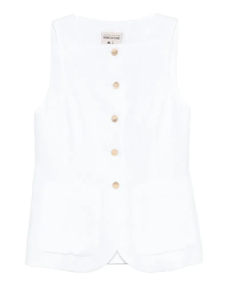 Semicouture button-up sleeveless waistcoat - Weiß Weiß