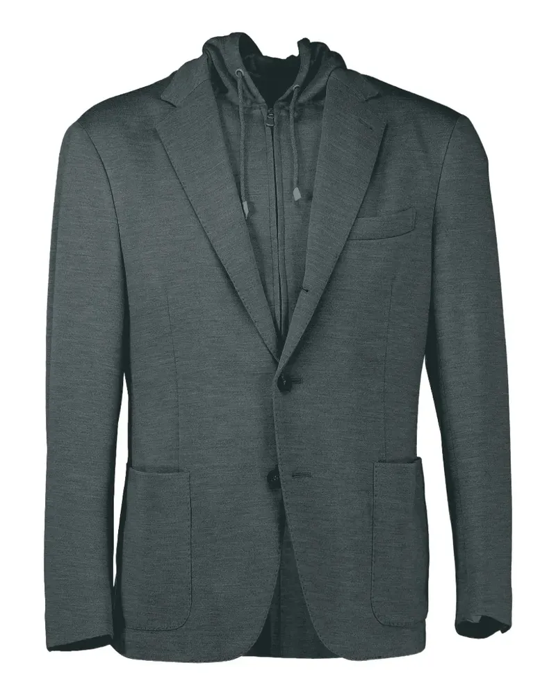 Eleventy single-breasted hooded blazer - Blau Blau