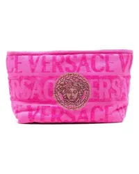 Versace Kulturbeutel mit geflocktem Logo Rosa