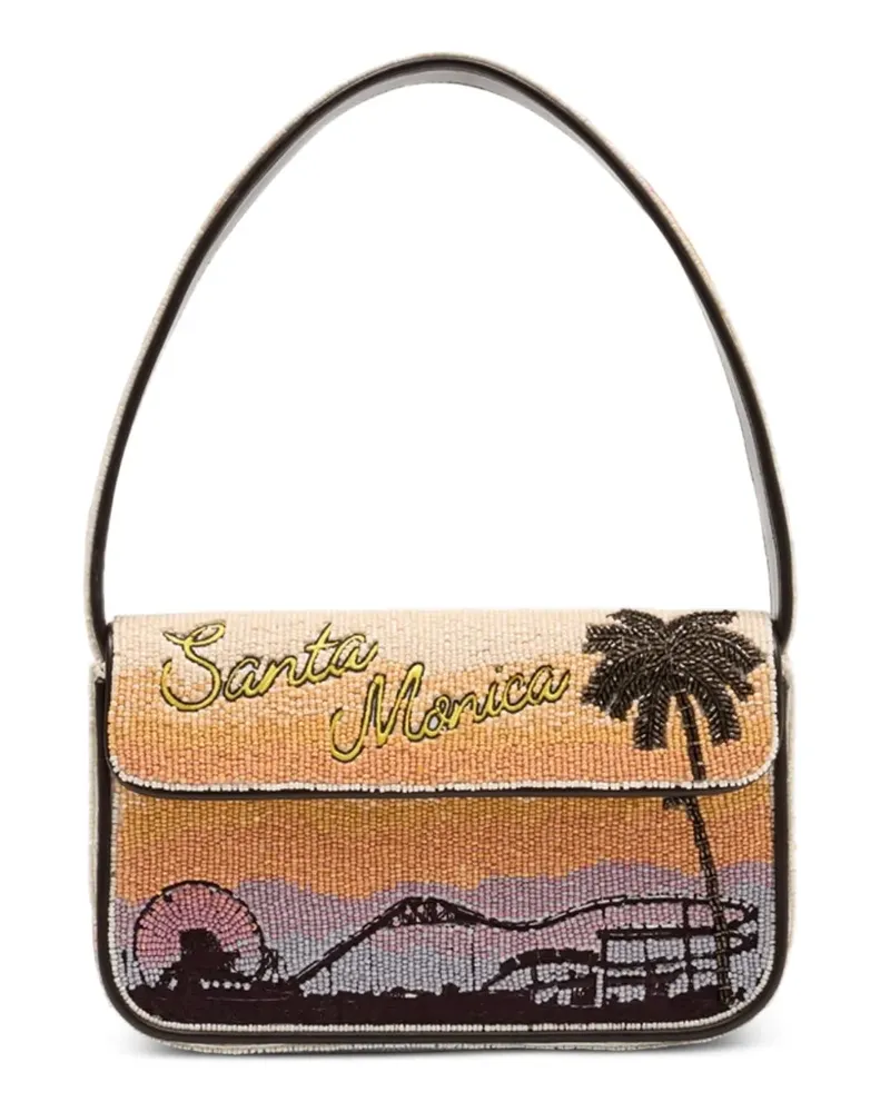 STAUD Tommy bead-embellished shoulder bag - Orange Orange