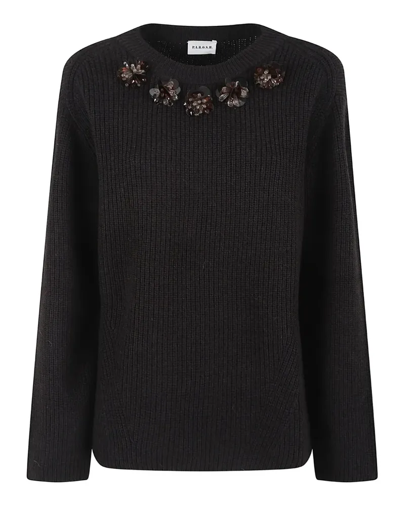 P.A.R.O.S.H. floral-appliqué knitwear - Schwarz Schwarz