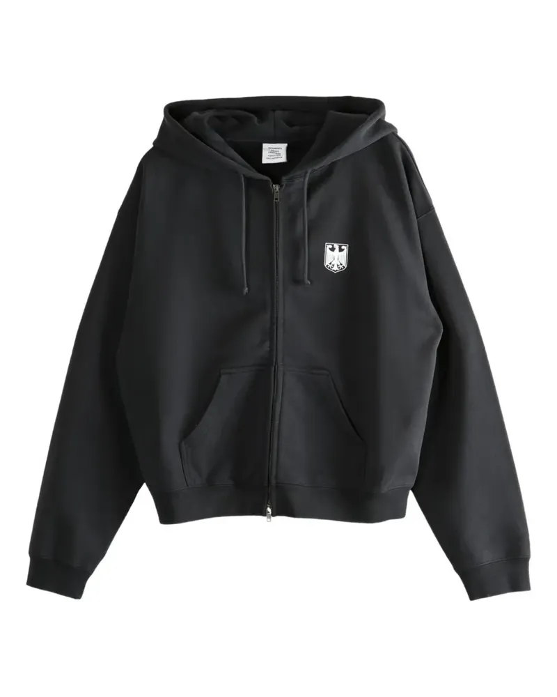 VETEMENTS logo-embroidered zip-fastening hoodie - Schwarz Schwarz