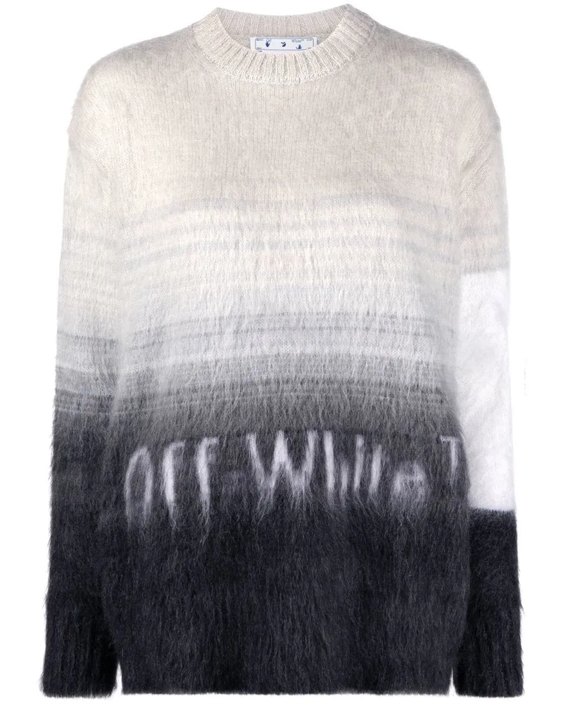 OFF-WHITE Pullover mit Intarsien-Logo Grau