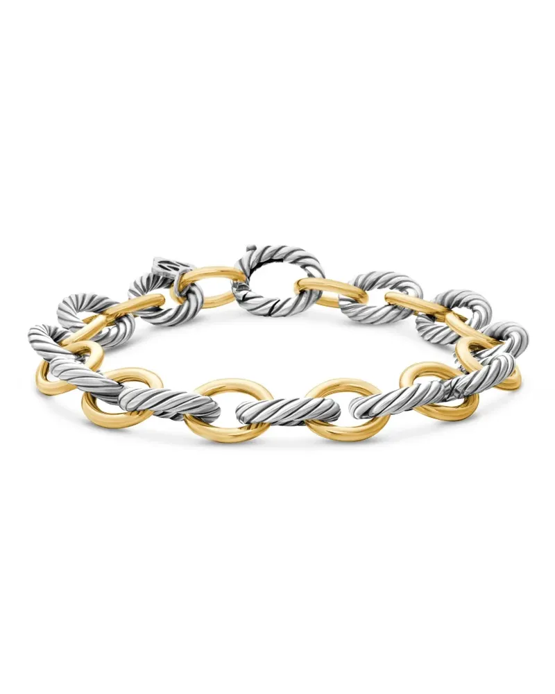 David Yurman 18kt Oval Link Chain Gelbgold- und Sterlingsilberarmband 10mm Gold