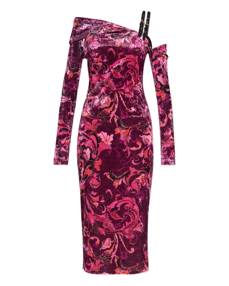 Versace Jeans floral off-shoulder midi party dress - Rosa Rosa
