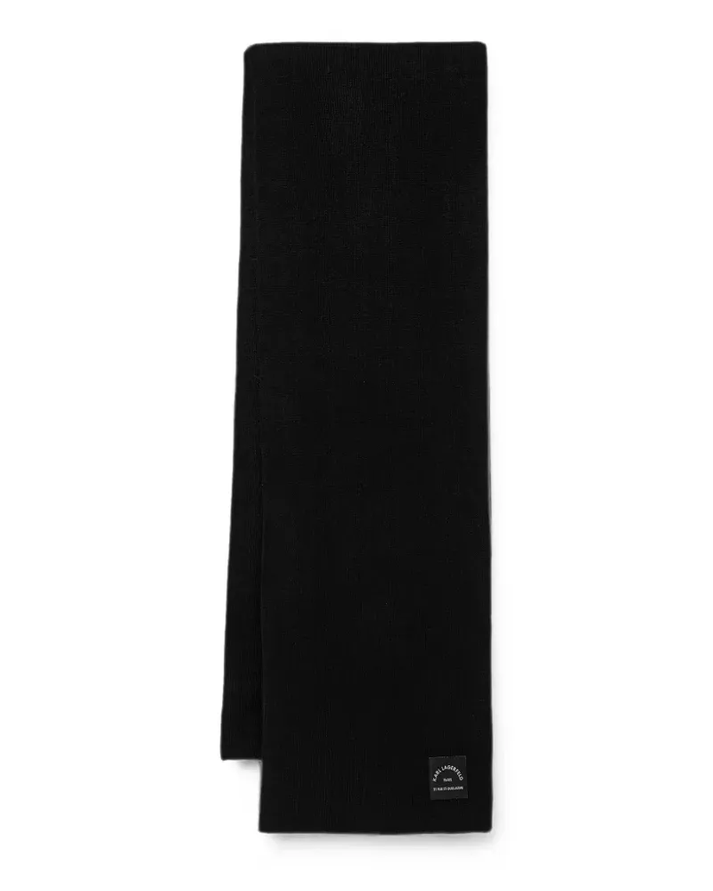Karl Lagerfeld logo-patch ribbed scarf - Schwarz Schwarz