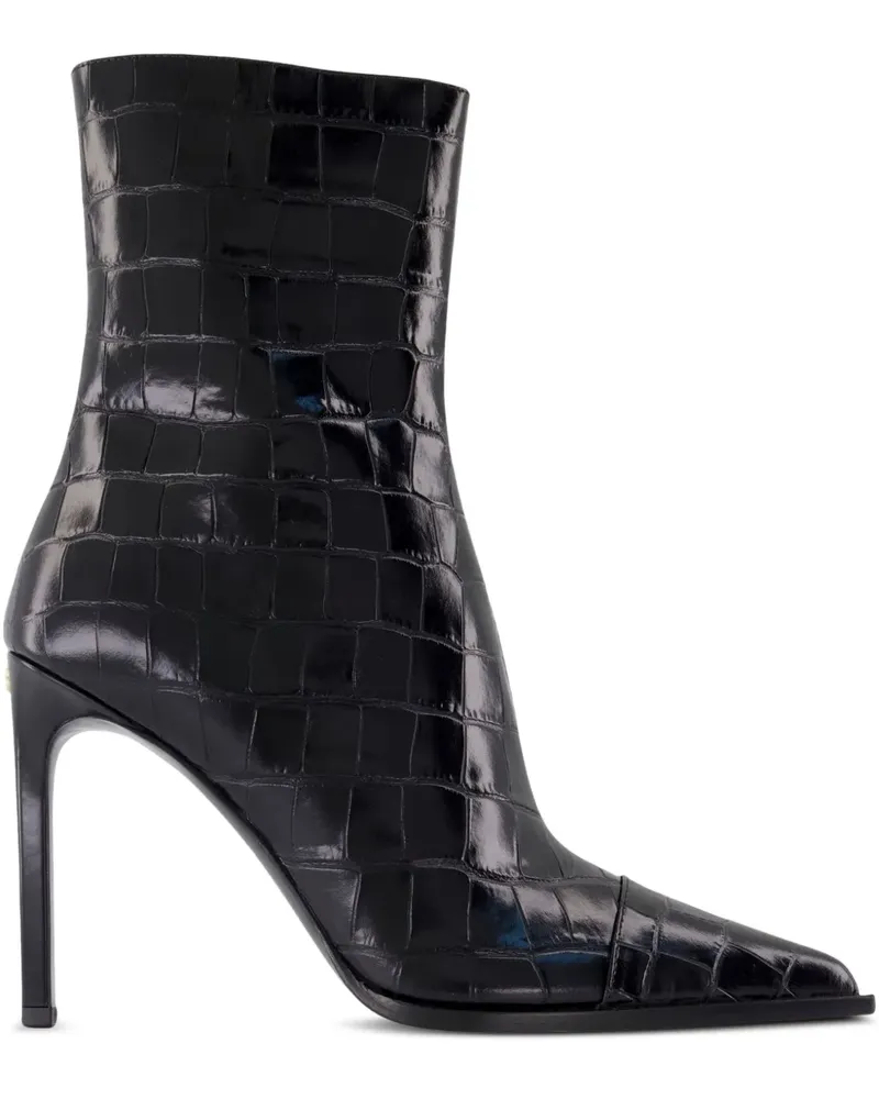 Amiri Spitze Stiefel mit Kroko-Optik - Schwarz Schwarz