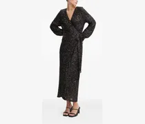 Wickelkleid mit Pailletten - Schwarz