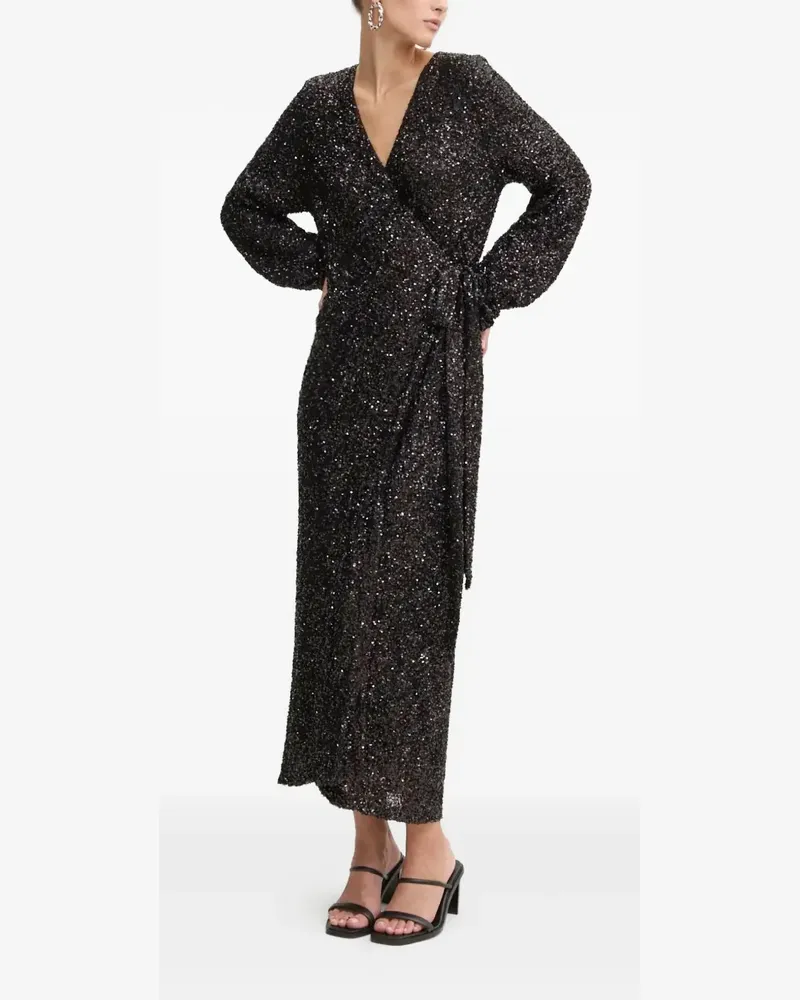 Never Fully Dressed Wickelkleid mit Pailletten - Schwarz Schwarz