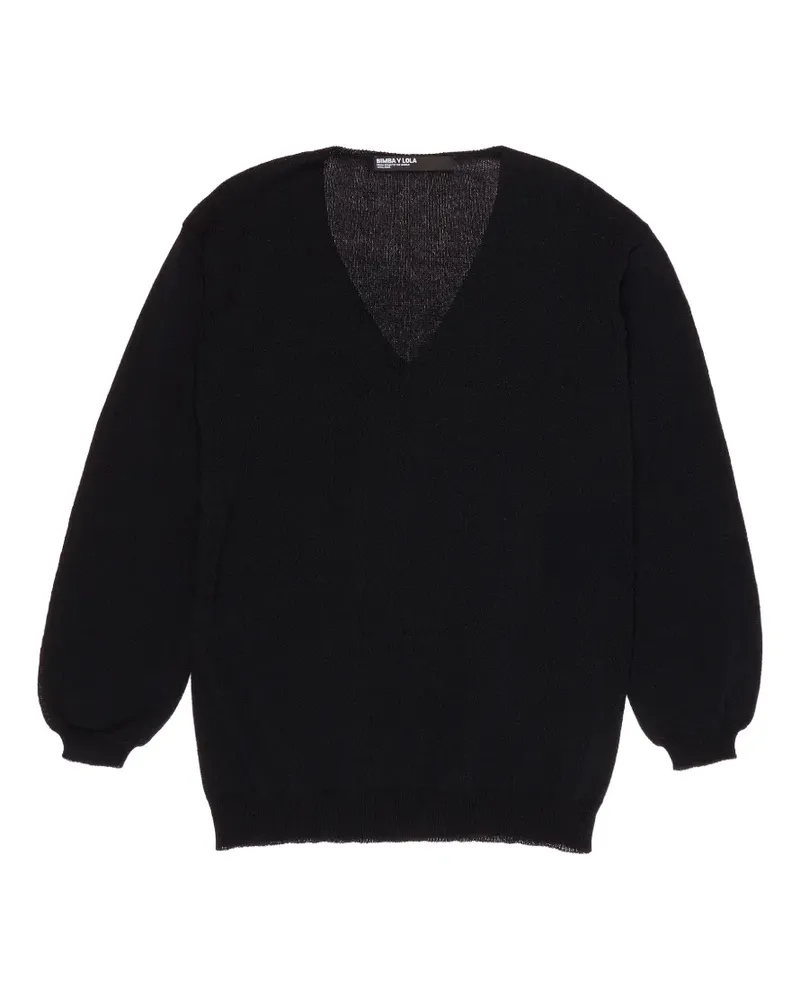 BIMBA Y LOLA V-Ausschnitt-Oberteil mit Ballonärmeln - Schwarz Schwarz