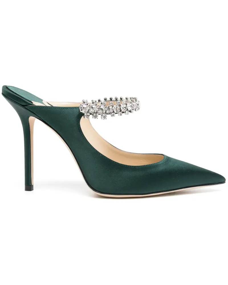 Jimmy Choo Bing Mules mit Kristallen 100mm - Grün Grün