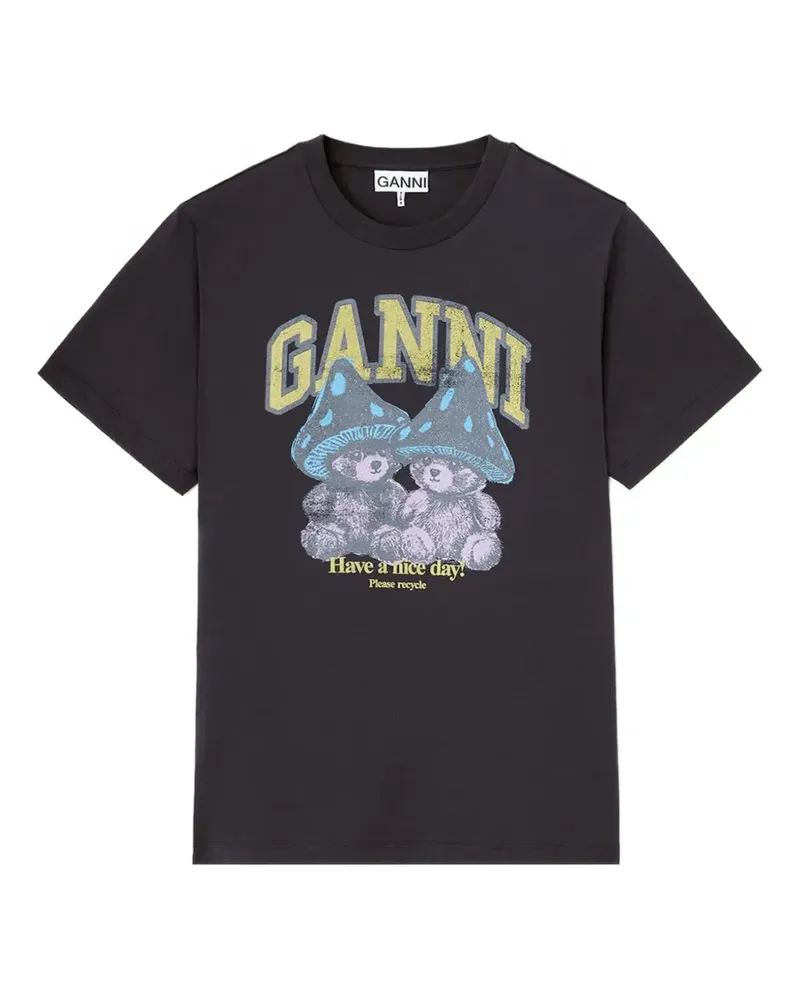 Ganni T-Shirt mit grafischem Print - Schwarz Schwarz