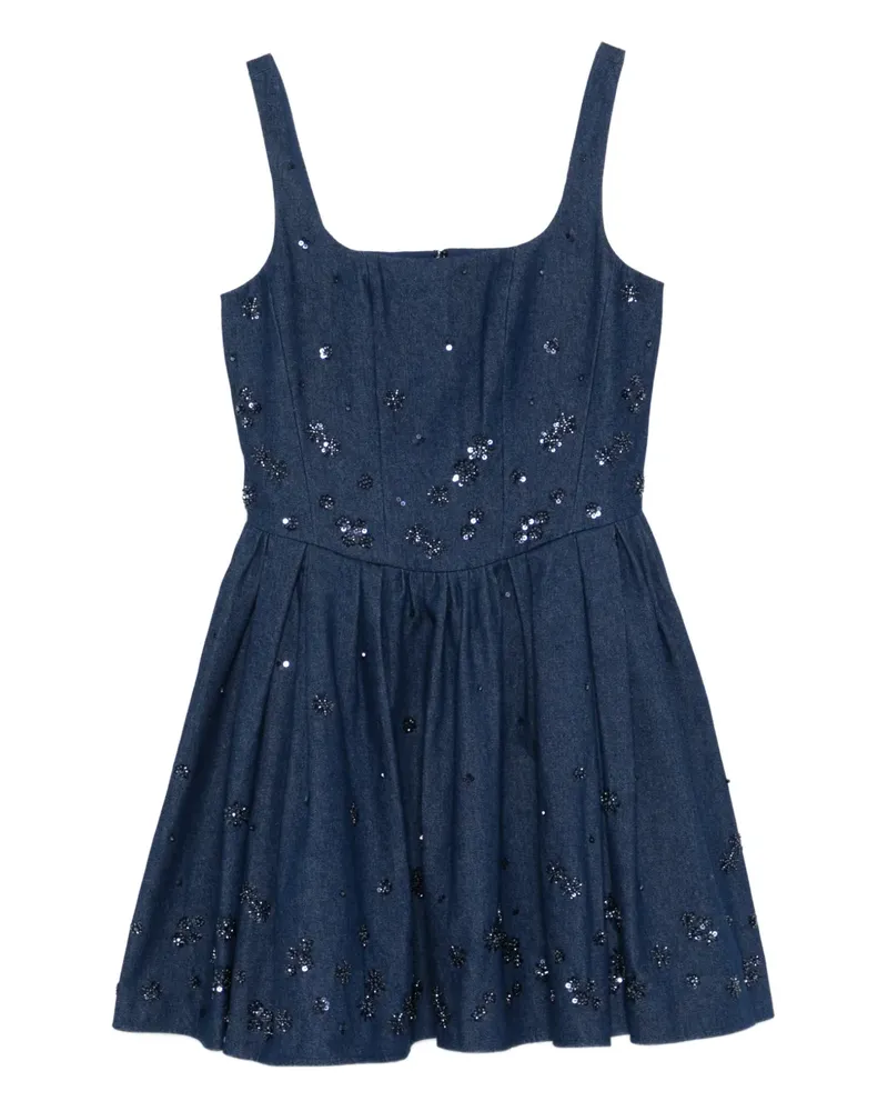 Maje Pailletten-Minikleid mit eckigem Ausschnitt - Blau Blau