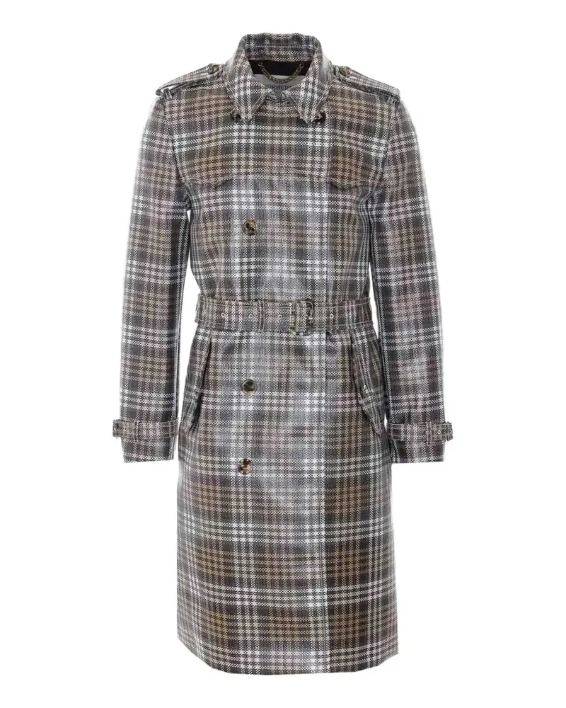 Burberry Langer, beschichteter Foxfield Check Trenchcoat mit Raffiabast-Effekt - Braun Braun