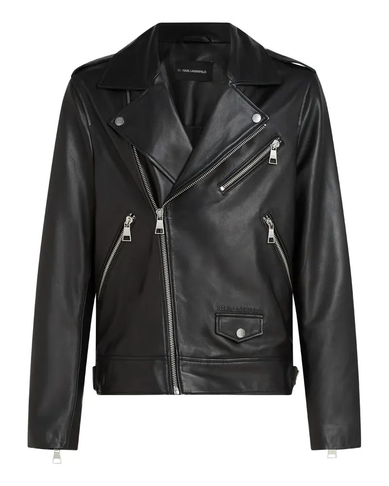 Karl Lagerfeld Essential Lederjacke - Schwarz Schwarz