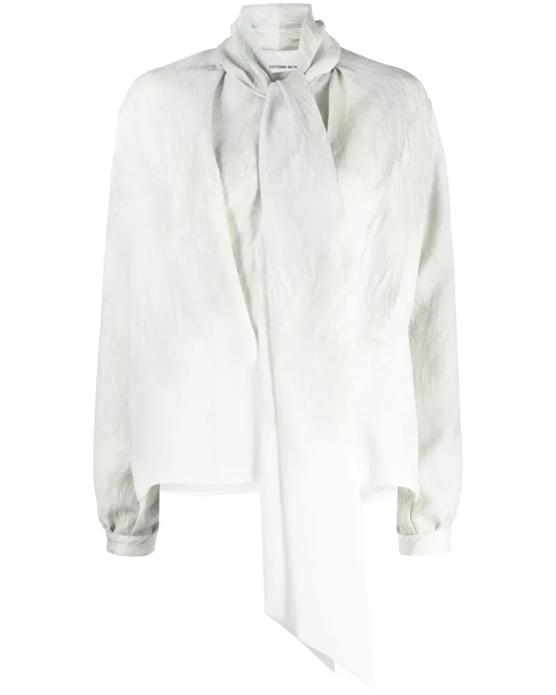 Victoria Beckham Oberteil mit Feder-Print - Weiß Weiß