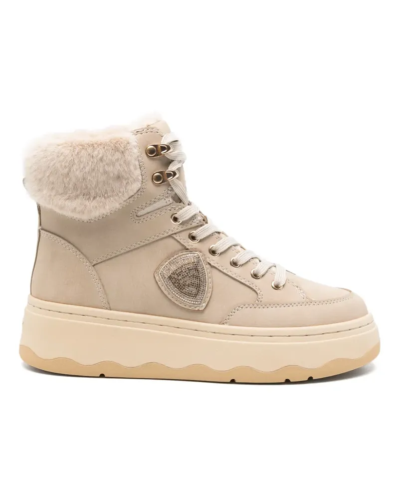 Blauer Maribel 02 Schnürstiefel aus Faux Fur - Nude Nude