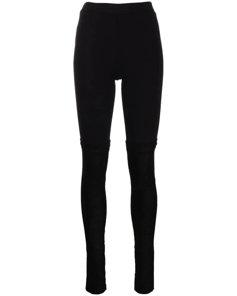 Isabel Benenato Hoch sitzende Leggings - Schwarz Schwarz