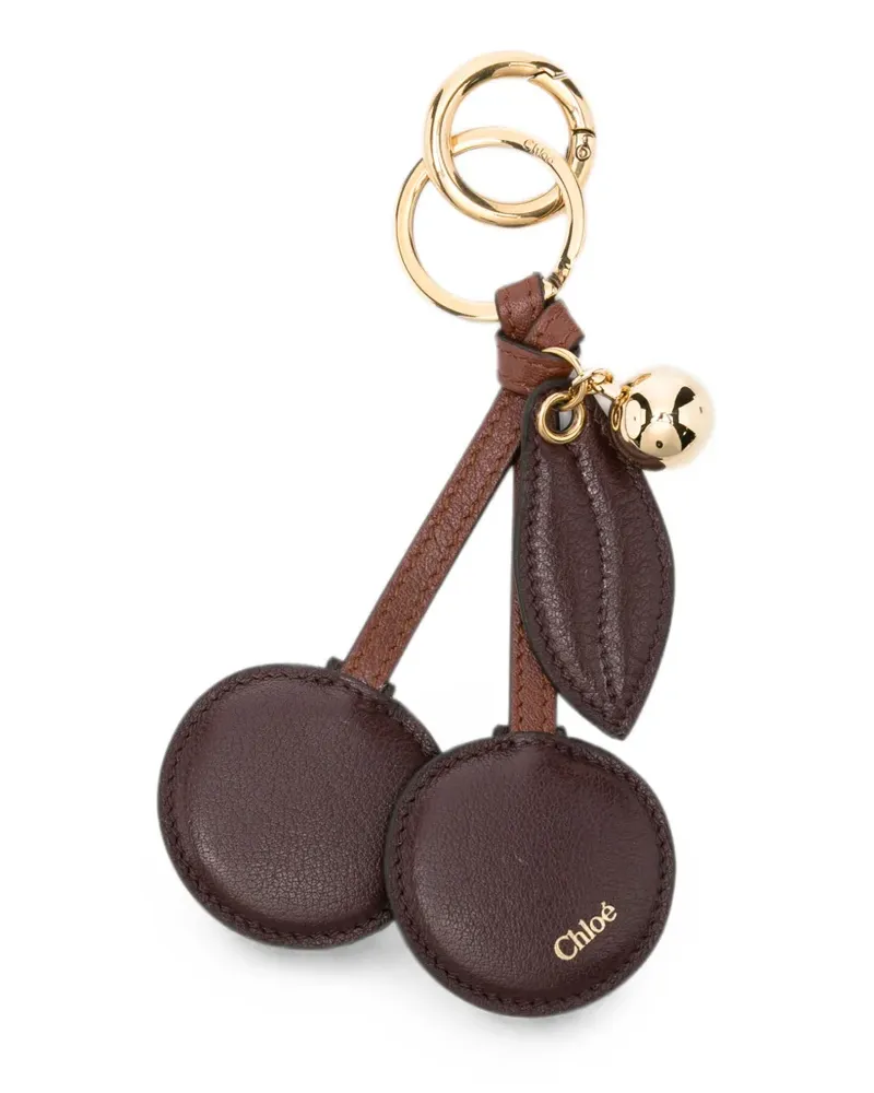 Chloé cherry-motif leather keyring - Braun Braun