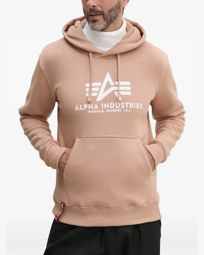 Alpha Industries logo-print drawstring hoodie - Nude Nude
