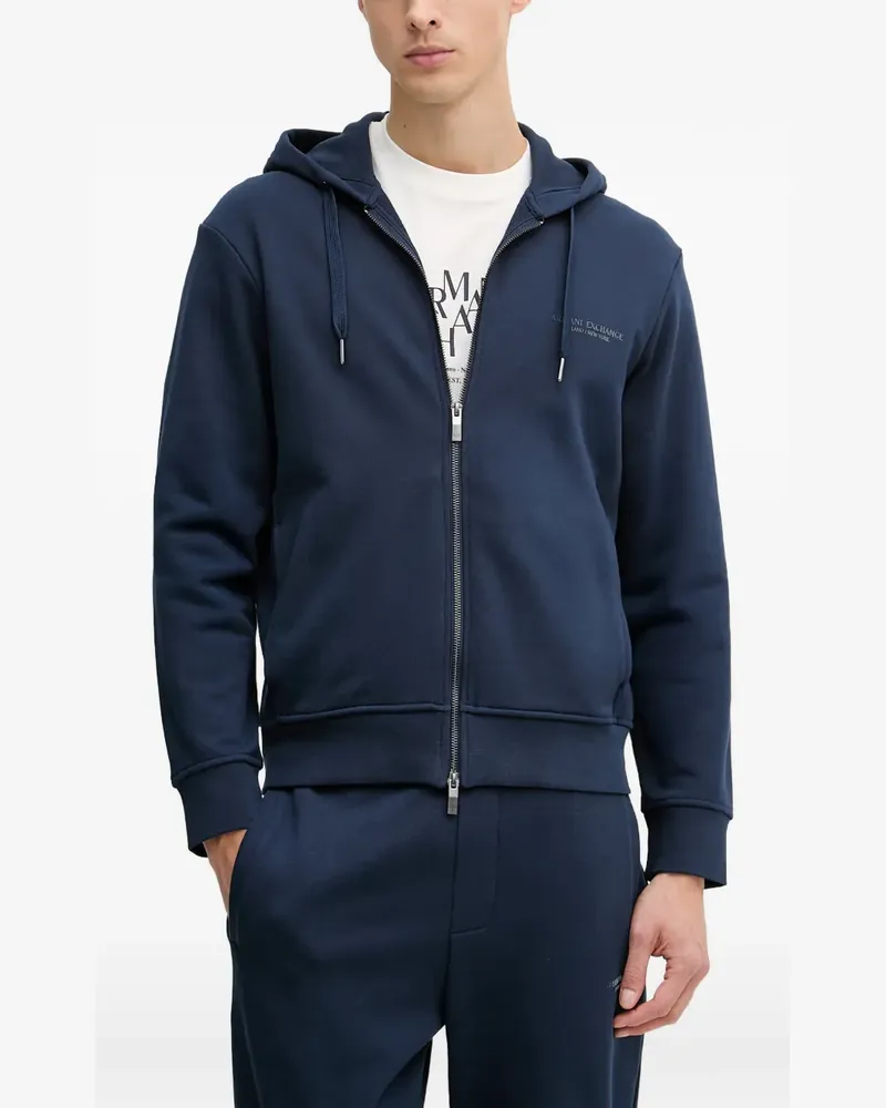 Armani Exchange logo-print zip-up hoodie - Blau Blau