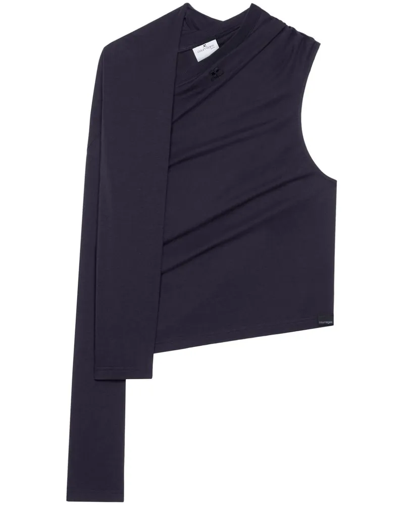 Courrèges Asymmetrisches T-Shirt - Schwarz Schwarz