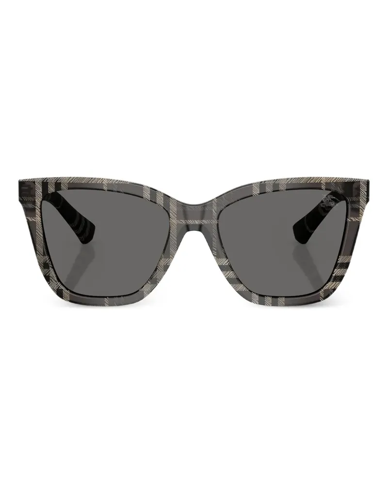 Burberry Eckige Sonnenbrille mit Check - Schwarz Schwarz