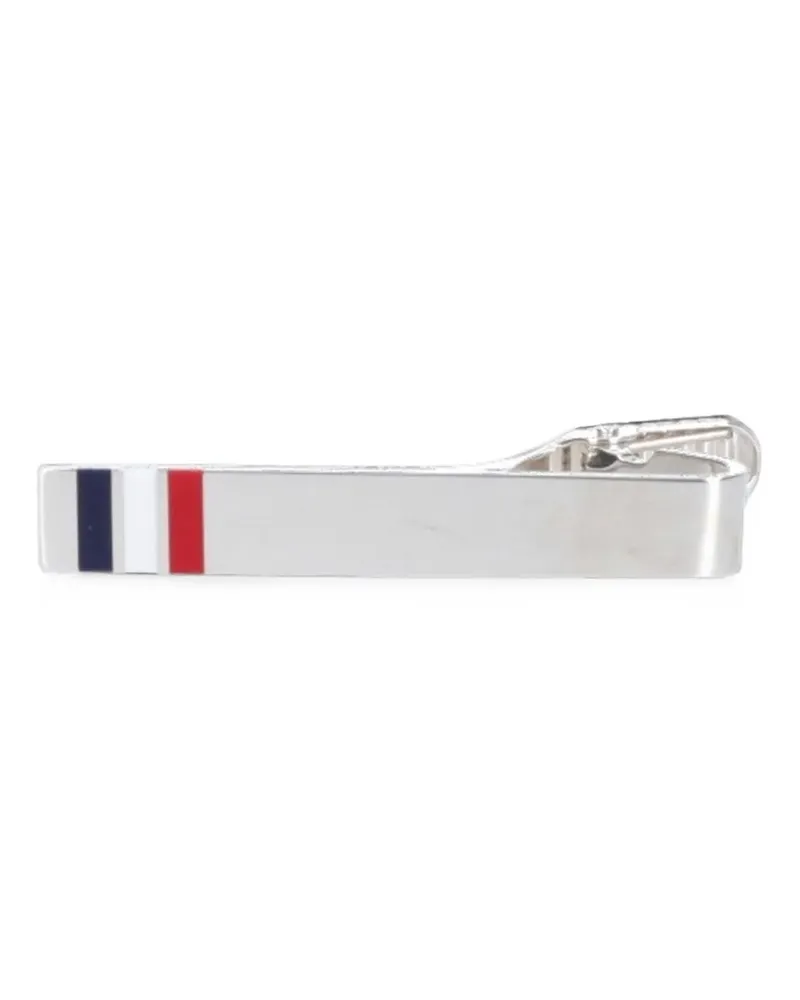 Thom Browne Gestreifte Krawattenklammer - Silber Silber