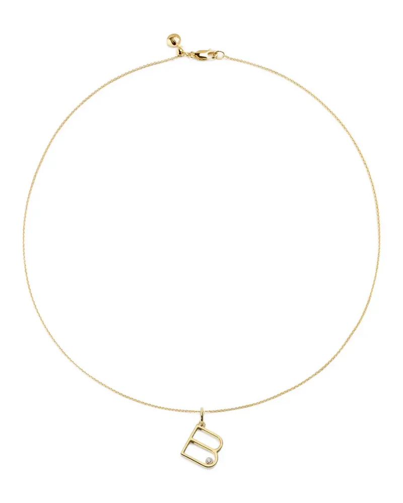 Monica Vinader B-Anhänger mit Diamant - Gold Gold