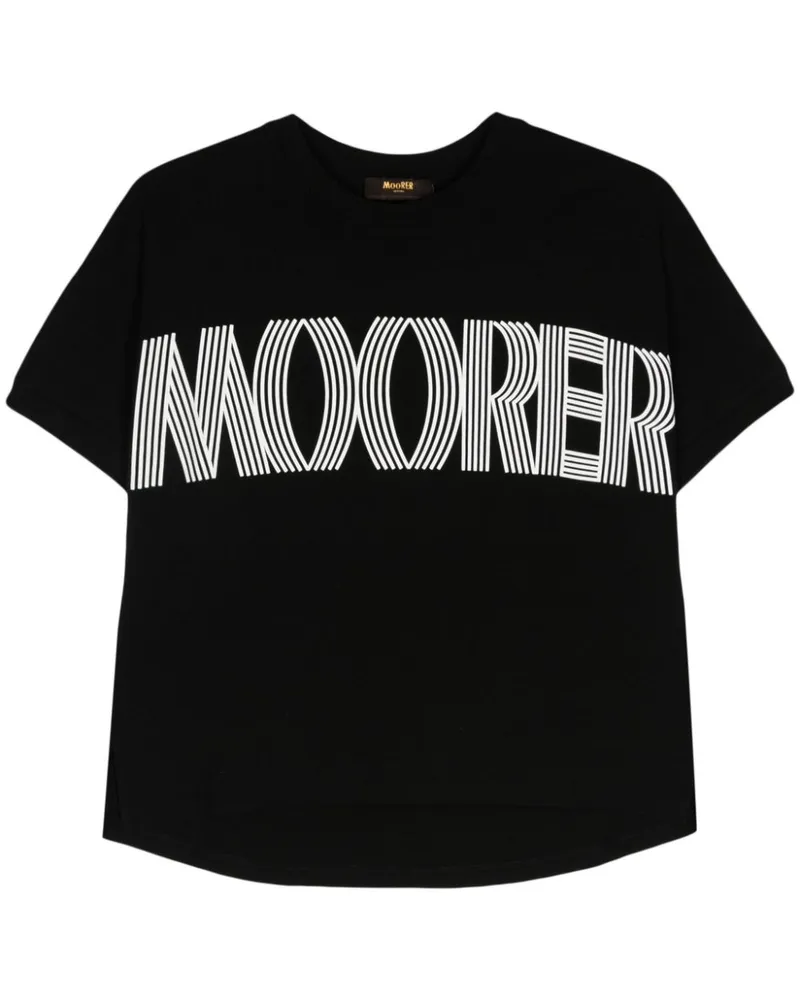 MOORER Olisa-JFL T-Shirt mit Logo-Applikation - Schwarz Schwarz