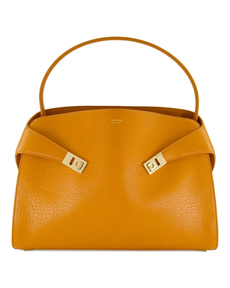 Ferragamo Mittelgroße Hug Schultertasche aus Maxi-Leder - Orange Orange