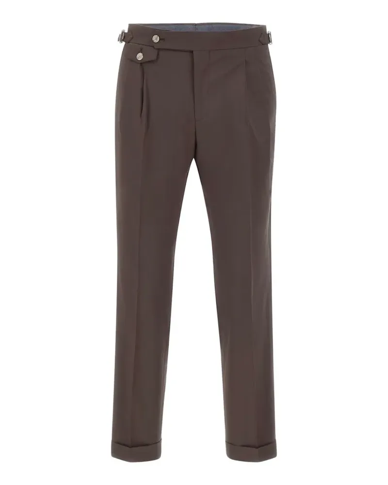 BARBA front pleats side buckle trousers - Braun Braun