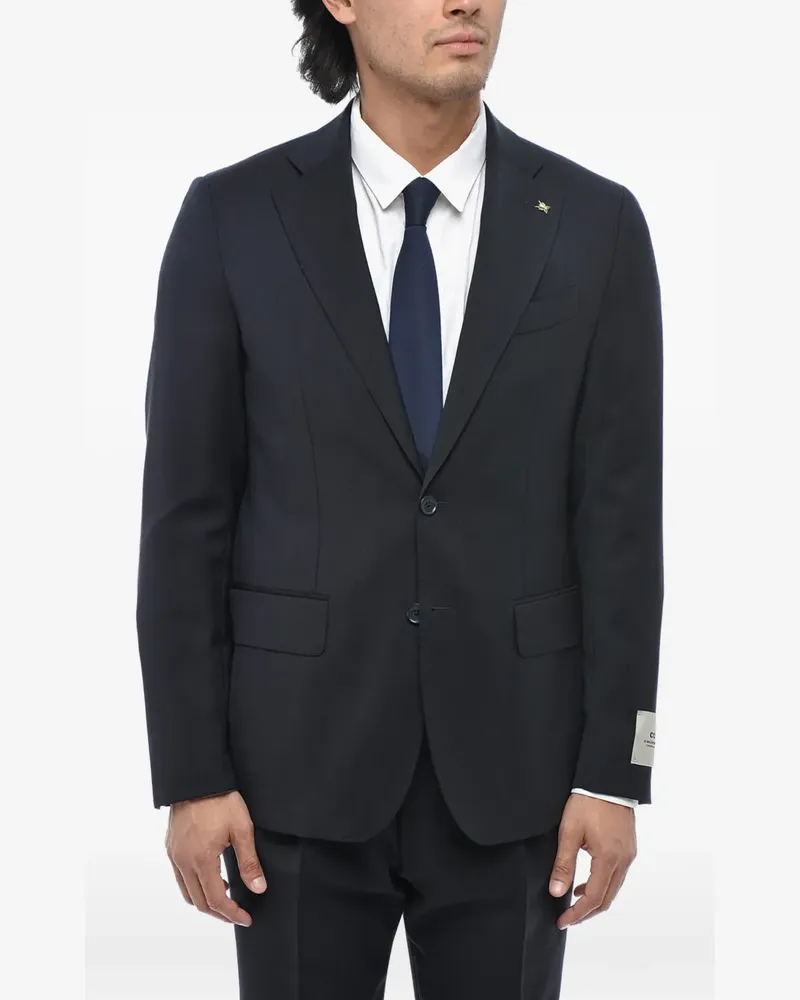 Corneliani herringbone-pattern virgin wool suit - Schwarz Schwarz