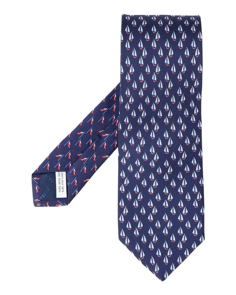 Ferragamo Nautical Seidenkrawatte mit Print - Blau Blau