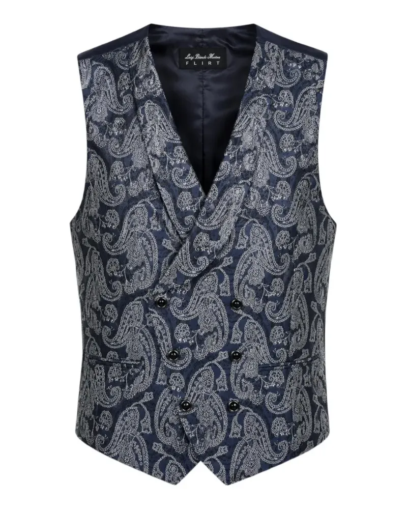 Luigi Bianchi Mantova paisley-print double-breasted waistcoat - Blau Blau