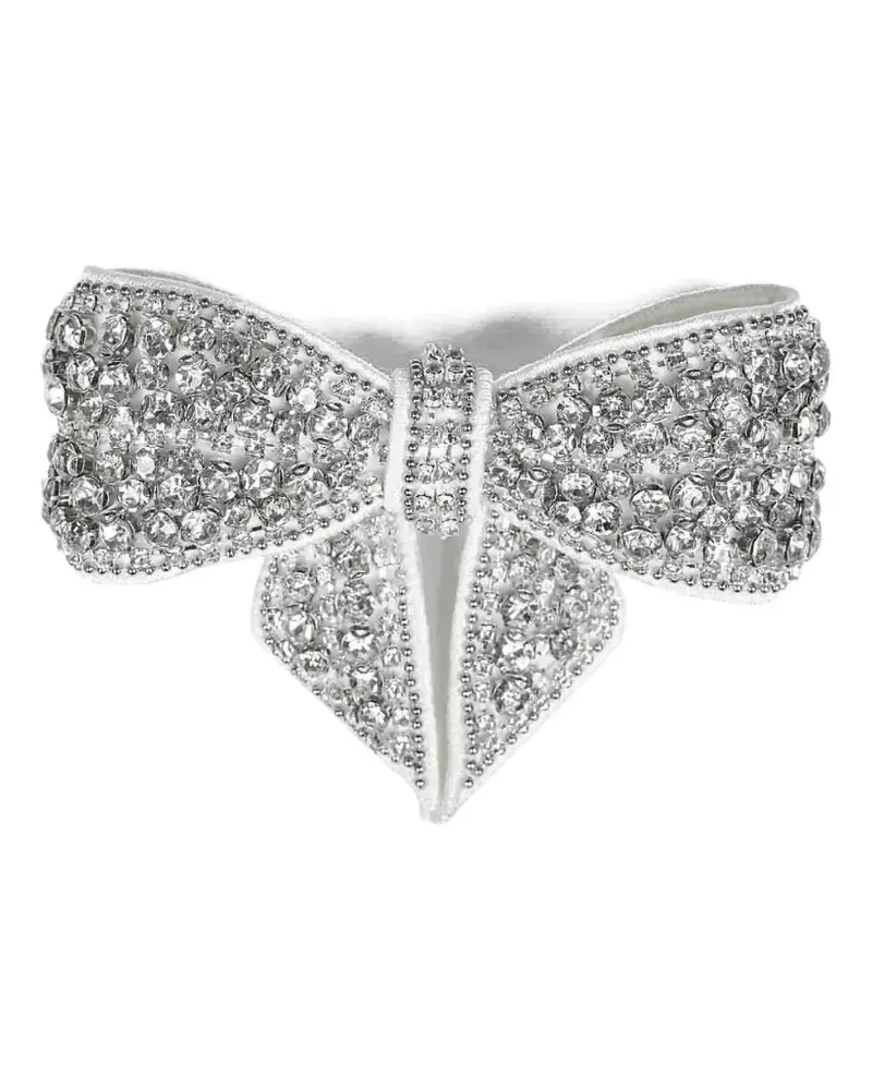 Self-Portrait crystal-embellished bow hair clip - Silber Silber