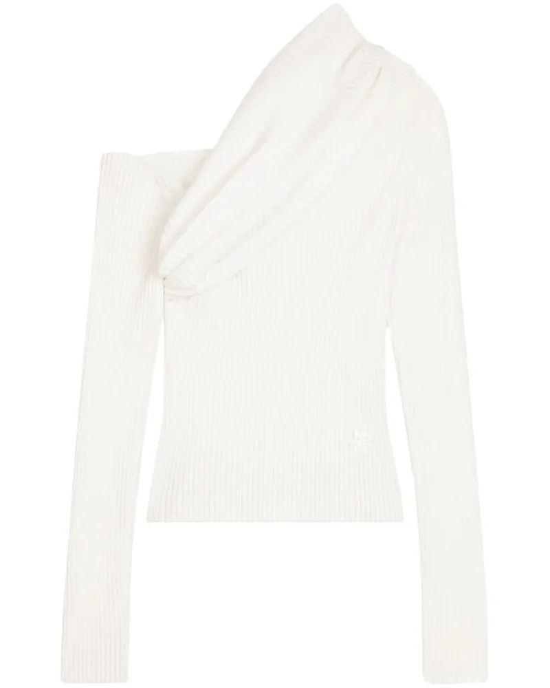 Courrèges Gerippter Pullover mit Logo-Stickerei - Weiß Weiß