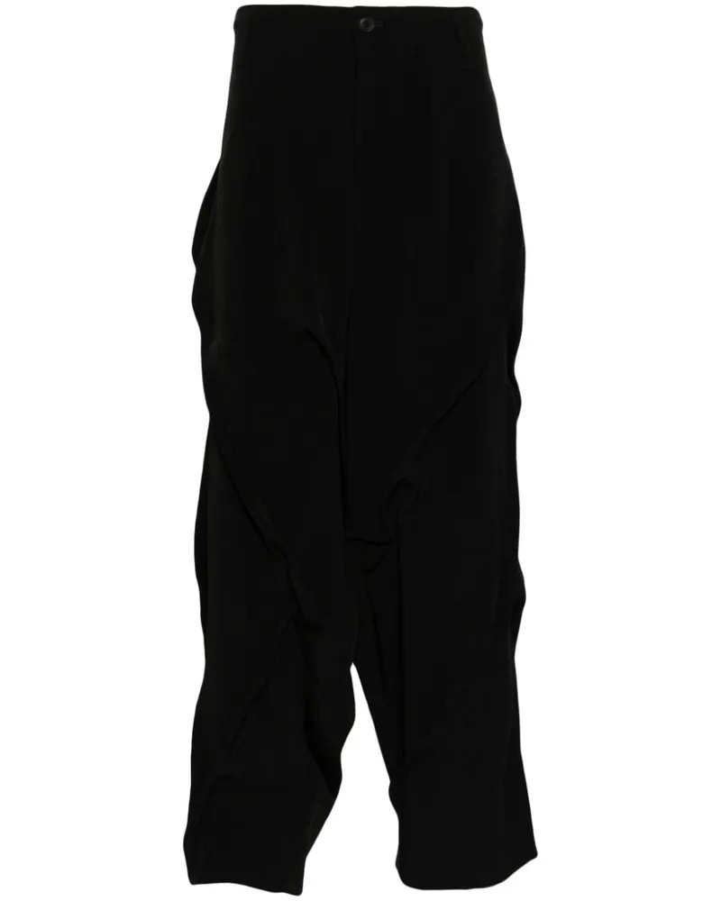 Yohji Yamamoto Bundfaltenhose mit tiefem Schritt - Schwarz Schwarz