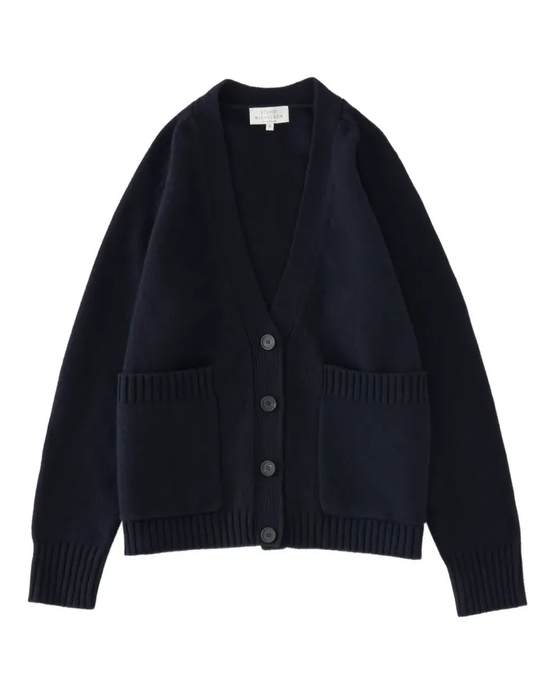 Studio Nicholson Cardigan mit Vordertaschen - Blau Blau