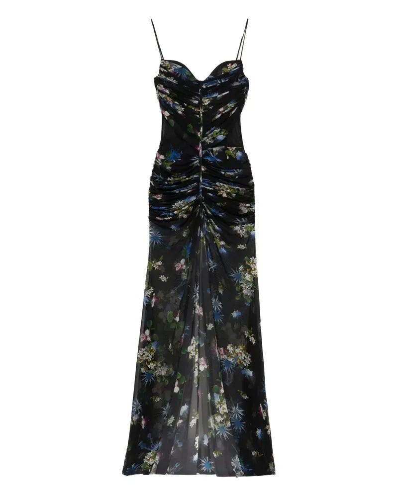 Blumarine Maxikleid mit Blumen-Print - Schwarz Schwarz