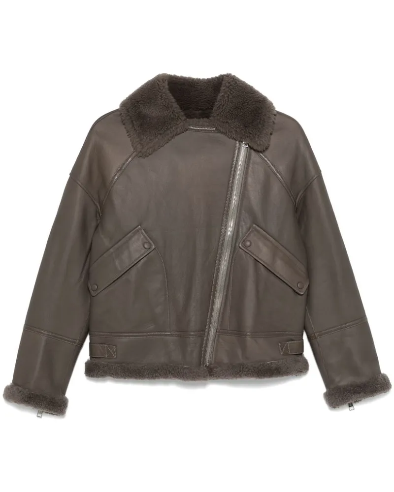 Yves Salomon Klassische Lederjacke - Grau Grau