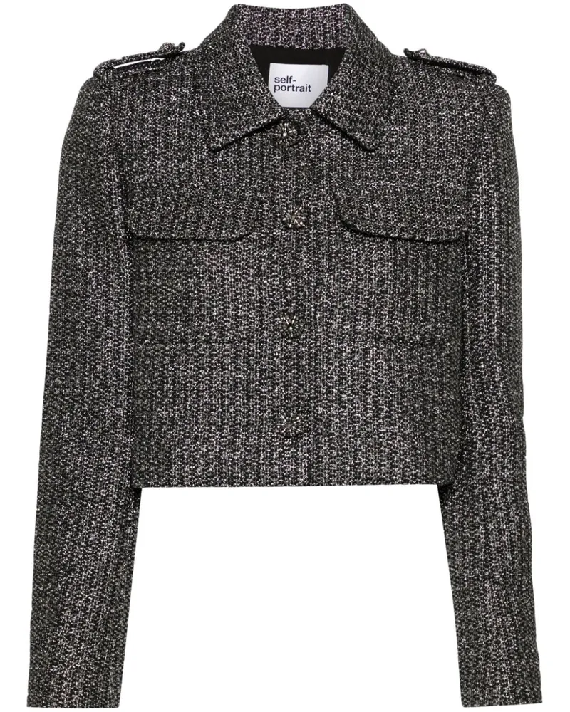 Self-Portrait Jacke aus Bouclé - Schwarz Schwarz