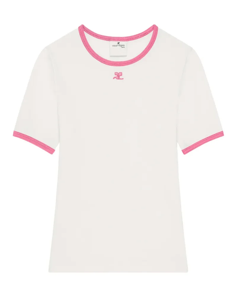 Courrèges T-Shirt mit Logo-Stickerei - Weiß Weiß