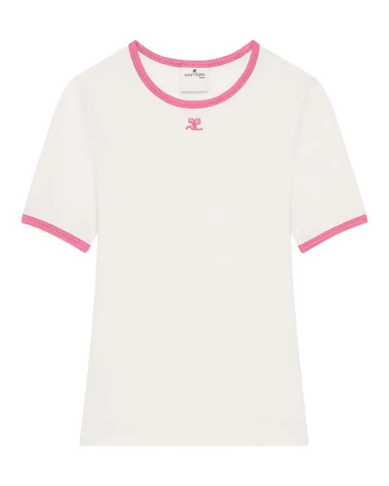 Courrèges T-Shirt mit Logo-Stickerei - Weiß Weiß