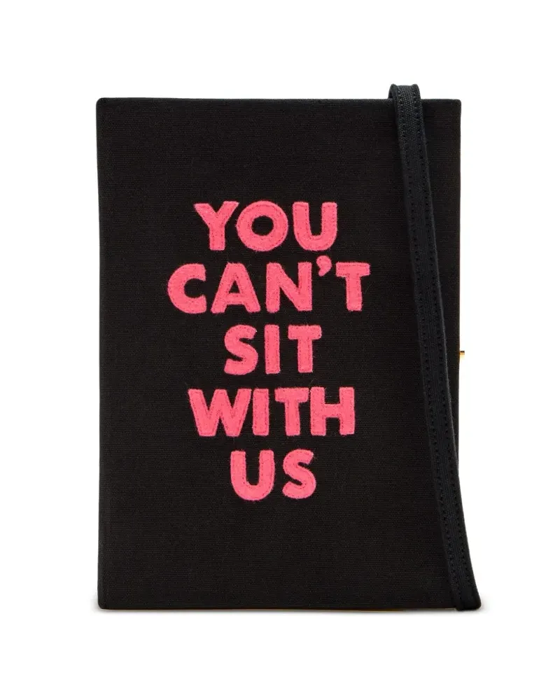 Olympia Le-Tan Clutch mit Buchstaben-Stickerei - BLACK Black