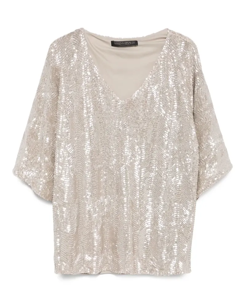 Marina Rinaldi Bluse mit Pailletten - Grau Grau