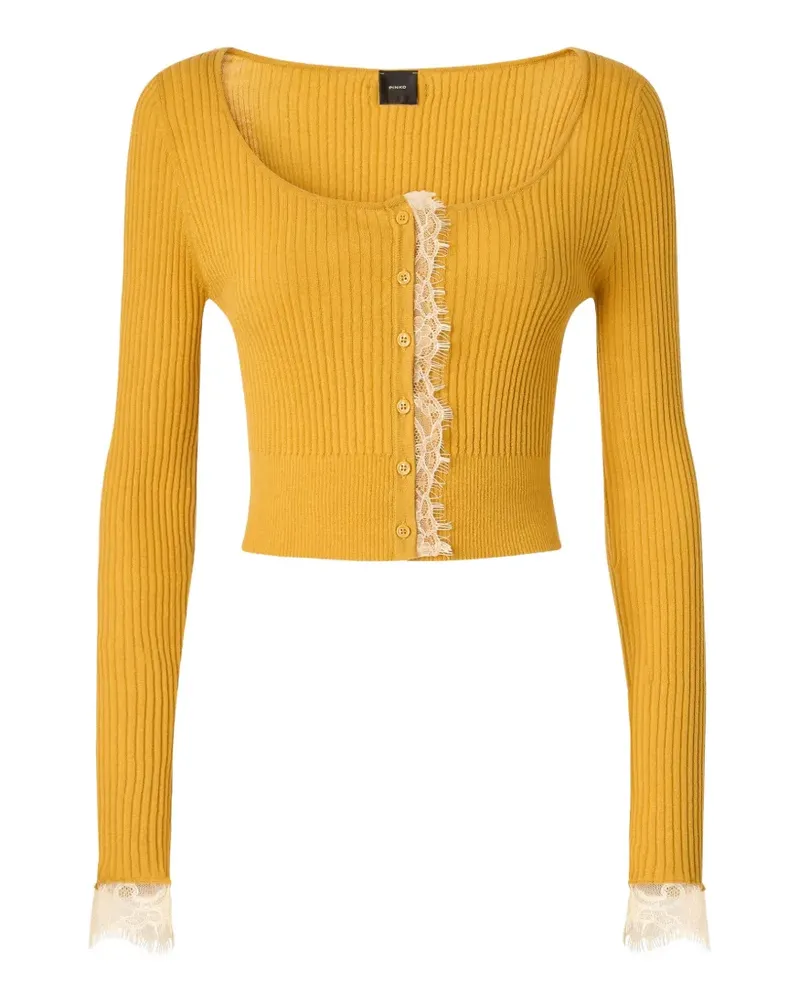 Pinko Cardigan mit Spitzenbesatz - Gelb Gelb