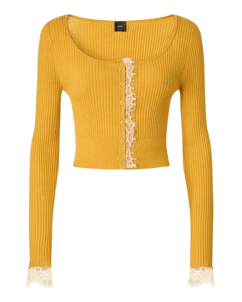 Pinko Cardigan mit Spitzenbesatz - Gelb Gelb